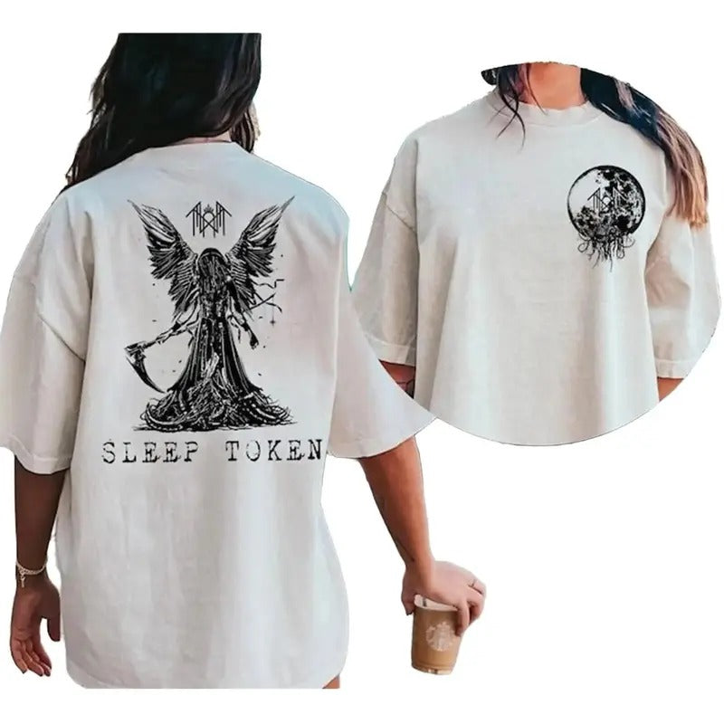 Sleep Token Reaper Angel Shirt 2 Sided Shirt Rock Band Vintage Sleep Token Tour Perfect Fans Classic Cotton T-Shirts, Hoodie, Sweatshirt - T-Shirt, Sweatshirt, Hoodie