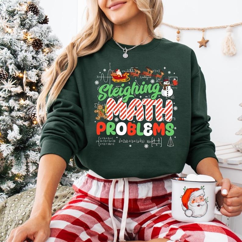 Sleighing Math Problems Shirt Santa'S Favorite Math Teacher Very Merry Teacher Math Lover Teacher Life T-Shirts, Hoodie, Sweatshirt - T-Shirt, Sweatshirt, Hoodie