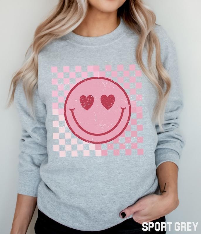 Smiley Face Retro Happy Face Checkered Cute Valentine ; Cotton Polyester T-Shirts, Hoodie, Sweatshirt - T-Shirt, Sweatshirt, Hoodie