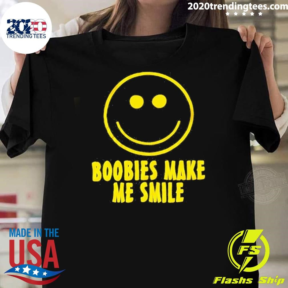 Smiling Face Boobies Make Me Smile Shirt Unisex T-shirt, Sweatshirt, Hoodie, Long Sleeve Tee - T-Shirt, Sweatshirt, Hoodie