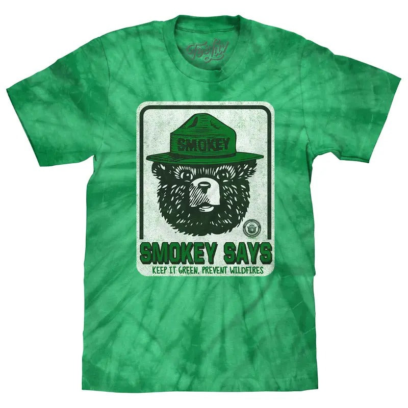 Smokey Bear Keep Green Prevent Wildfires Tie Dye Kelly Green Tie Dye T-Shirts, Hoodie, Sweatshirt - T-Shirt, Sweatshirt, Hoodie