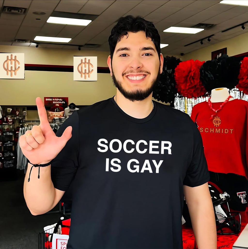 Soccer Is Gay text shirt Unisex T-shirt, Sweatshirt, Hoodie, Long Sleeve Tee - T-Shirt, Sweatshirt, Hoodie