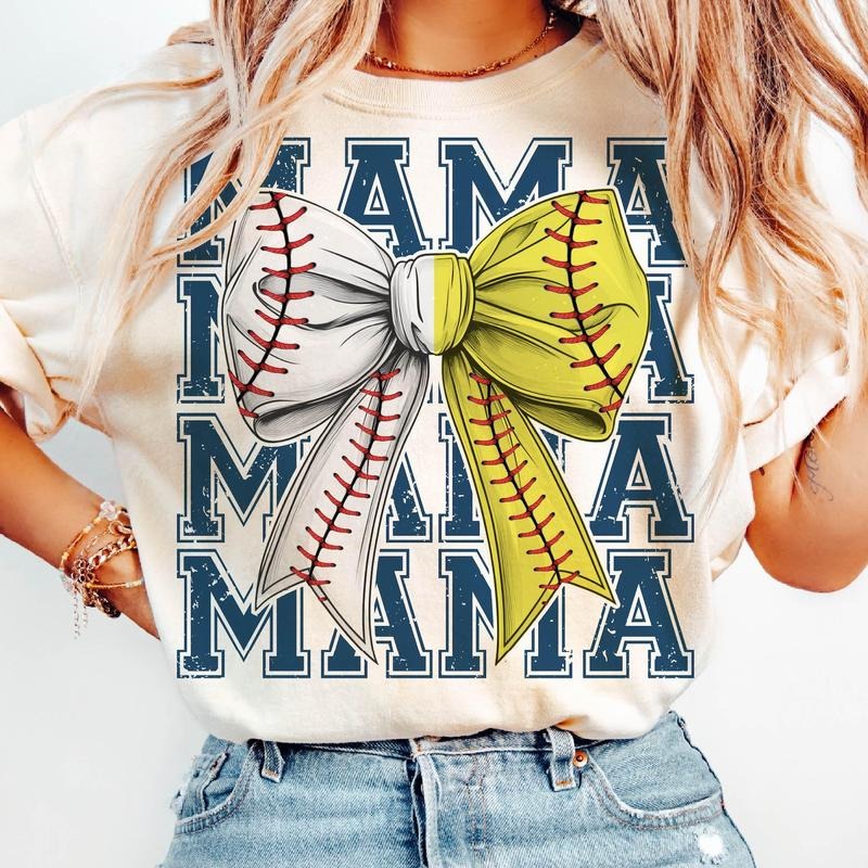 Softball Baseball Mama GameDay Mama Team Spirit Game Day Baseball Softball Bow Half Baseball Half Softball Coquette T-Shirts, Hoodie, Sweatshirt - T-Shirt, Sweatshirt, Hoodie