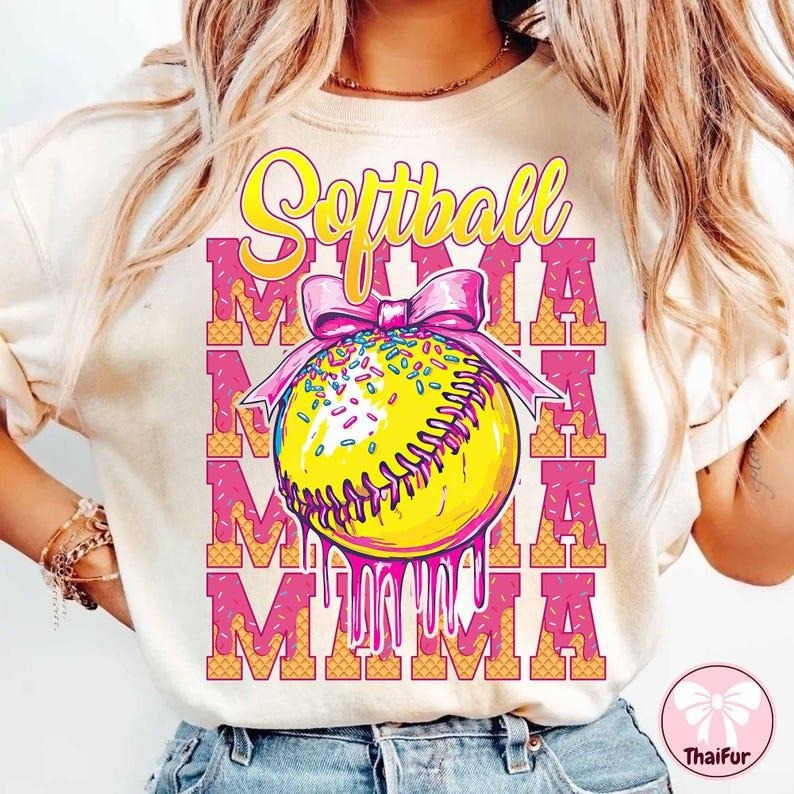 Softball Mama Ice Cream Shirt Sport Mom Comfortable T-Shirts, Hoodie, Sweatshirt - T-Shirt, Sweatshirt, Hoodie
