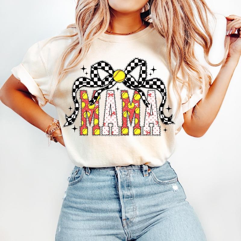 Softball Mama Softball Coquette Game Day Softball Bow Checkered Softball Mom Mama Varsity Retro Softball T-Shirts, Hoodie, Sweatshirt - T-Shirt, Sweatshirt, Hoodie