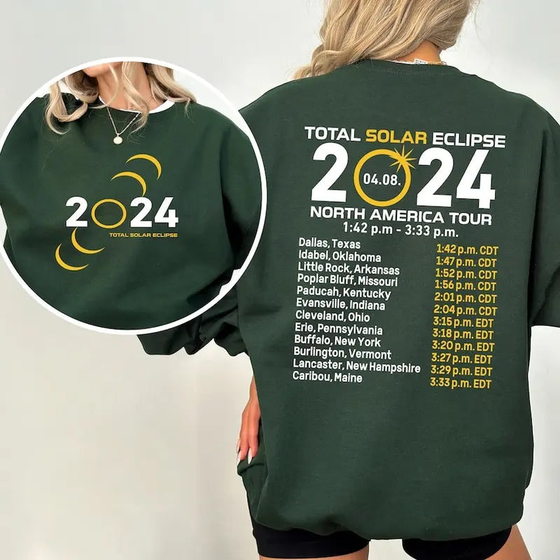 Solar Eclipse 2024 Shirt Double Sided Shirt April 8th 2024 Shirt Celestial Shirt Eclipse Lover Eclipse Event 2024 Shirt T-Shirts, Hoodie, Sweatshirt - T-Shirt, Sweatshirt, Hoodie