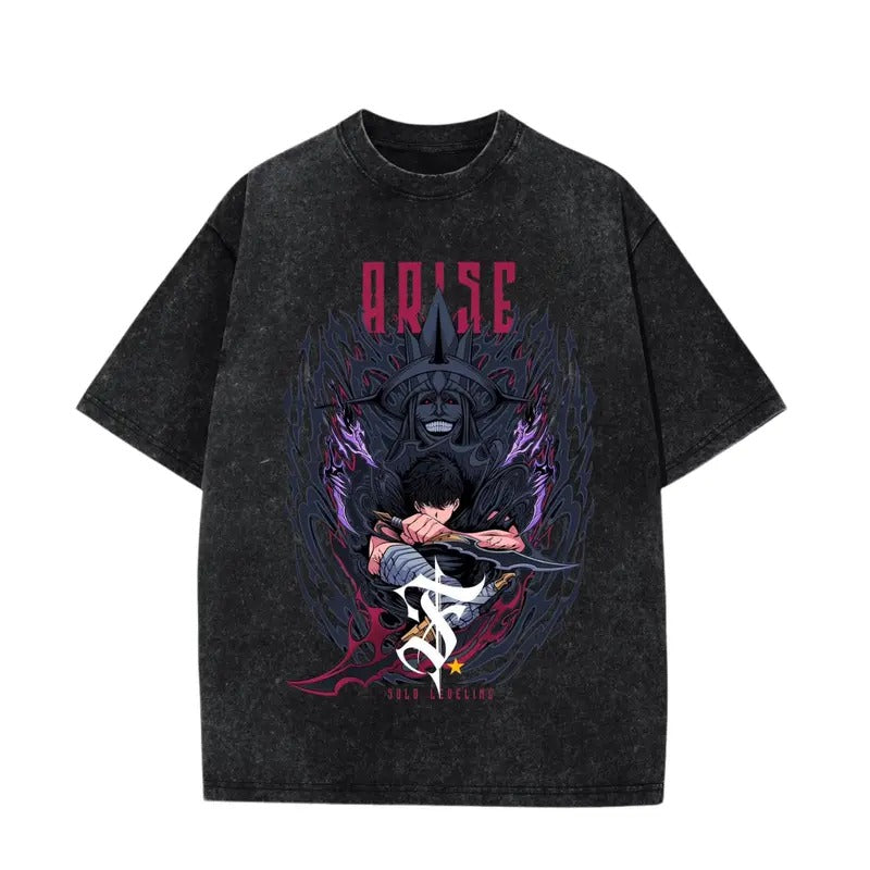 Solo Leveling Shirt Heavy Dyenomite Mineral Wash Shirt Hunter Shirt Dark Knight Shirt Anime Shirt Cotton Menswear T-Shirts, Hoodie, Sweatshirt - T-Shirt, Sweatshirt, Hoodie