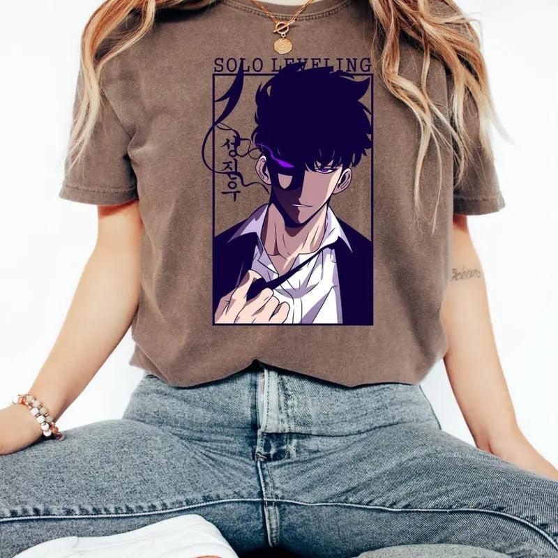Solo Leveling Sung Jin Woo Shirt Shadow Monarch Anime Fan Relaxed Fit Easygoing Feel Clean Goes T-Shirts, Hoodie, Sweatshirt - T-Shirt, Sweatshirt, Hoodie