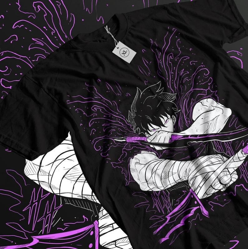 Solo Leveling S 4XL Sung Jinwoo New Anime Manga Black Shirt S 4XL T-Shirts, Hoodie, Sweatshirt - T-Shirt, Sweatshirt, Hoodie