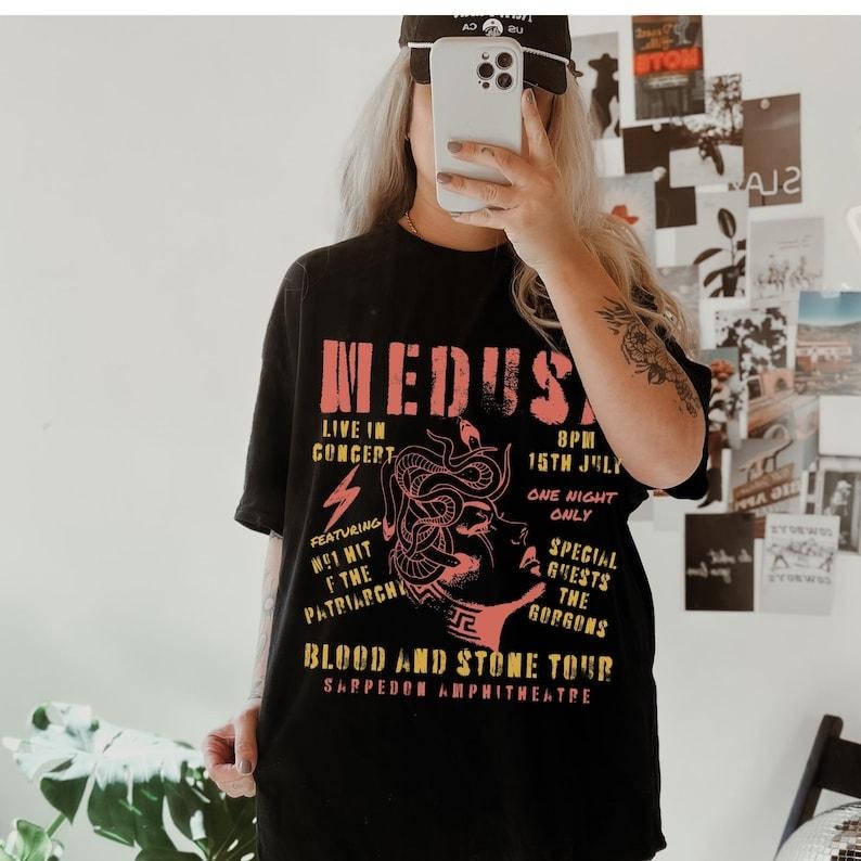 Sonia Samra Medusa Vintage Band Fck Patriarchy Political Social Justice Smooth Fabric Streetwear T-Shirts, Hoodie, Sweatshirt - T-Shirt, Sweatshirt, Hoodie