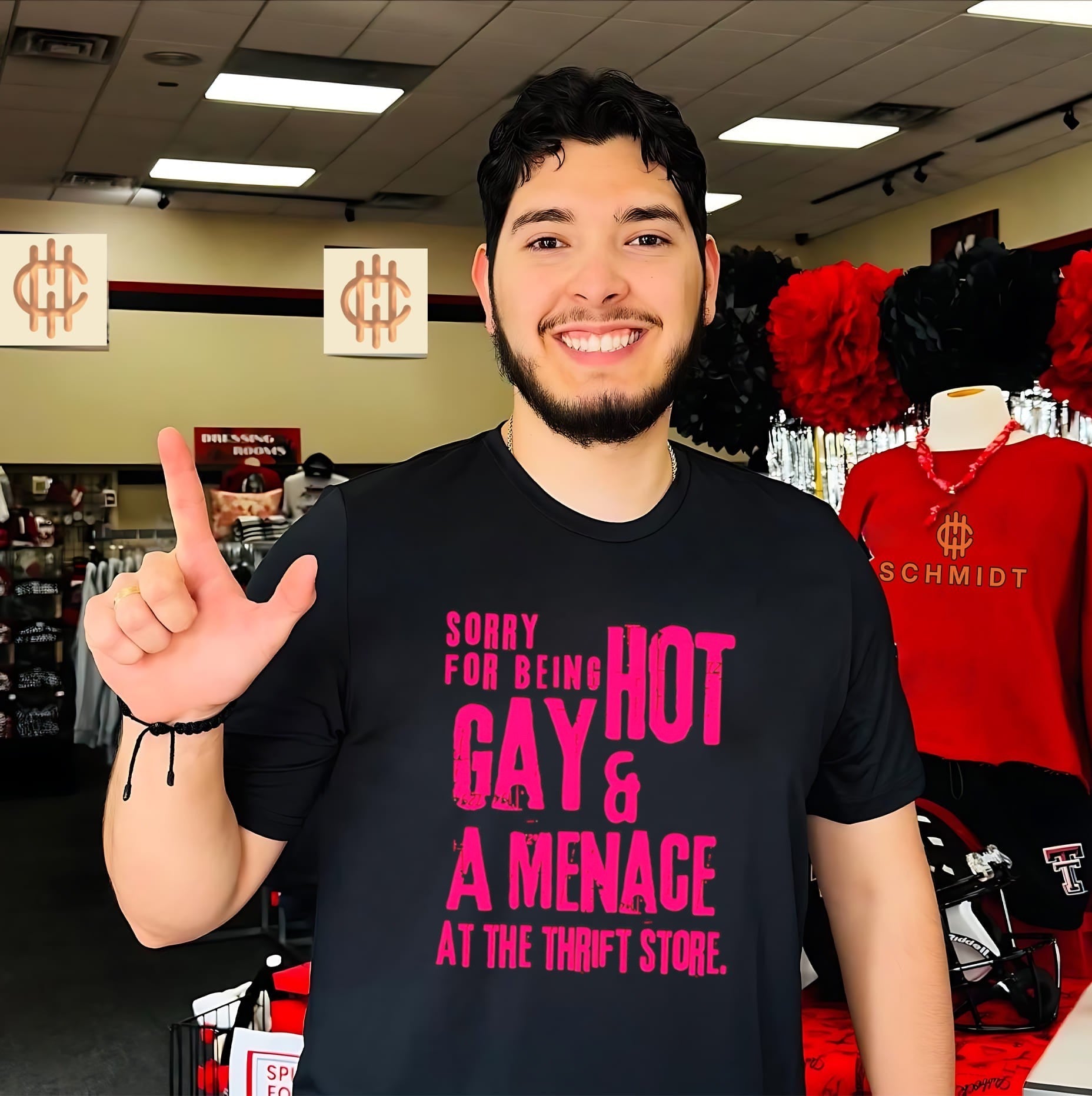 Sorry for being hot gay and a menace at the thrift shirt Unisex T-shirt, Sweatshirt, Hoodie, Long Sleeve Tee - T-Shirt, Sweatshirt, Hoodie