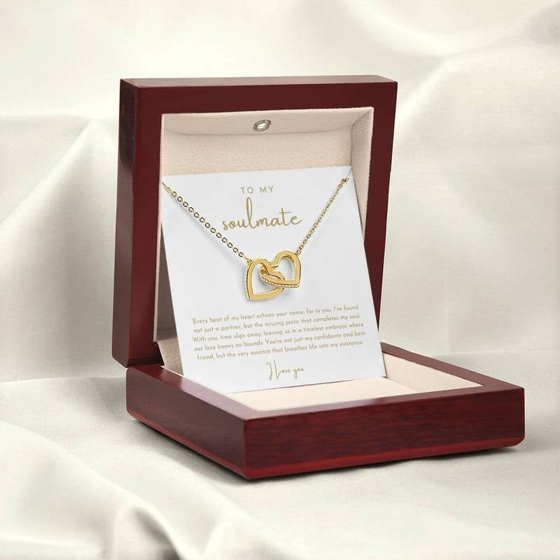Soulmate Necklace Soulmate Heart Necklace My Soulmate Romantic Her Wife Love Necklace Message Card Her Necklace Box Valentines Presents Jewelry Box T-Shirts, Hoodie, Sweatshirt - T-Shirt, Sweatshirt, Hoodie
