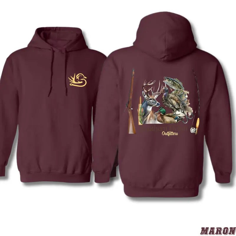 Southern Down Outfitters Outdoor Enthusiast Deer Duck Bass Rifle Fishing Rod Hunting Fishing Fans Comfortable Everyday Showcasing Southern Outdoor Adventure Sporting Traditions Tops T-Shirts, Hoodie, Sweatshirt - T-Shirt, Sweatshirt, Hoodie