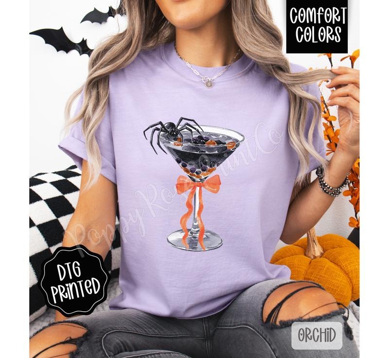 Spider Martini Shirt Comfort Colors 1717 Halloween Made USA 100% US Cotton Ethical Sustainable Production T-Shirts, Hoodie, Sweatshirt - T-Shirt, Sweatshirt, Hoodie