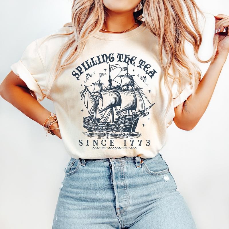 Spilling Tea Since 1773 America 4th July Independence Day Retro America USA 1776 T-Shirts, Hoodie, Sweatshirt - T-Shirt, Sweatshirt, Hoodie