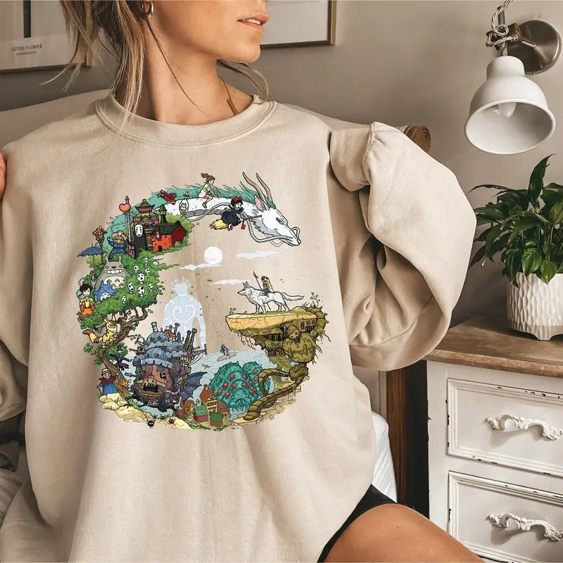 Spirited Away Studio Ghibli Hayao Miyazaki Ghibli Totoro Shirt Ghibli No Face Shirt Howl'S Moving Castle Shirt Calcifer T-Shirts, Hoodie, Sweatshirt - T-Shirt, Sweatshirt, Hoodie