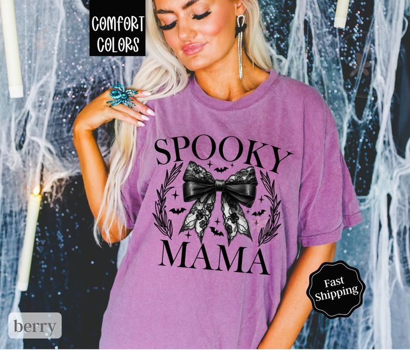 Spooky Mama Shirt Comfort Colors Halloween October Shirt T-Shirts, Hoodie, Sweatshirt - T-Shirt, Sweatshirt, Hoodie