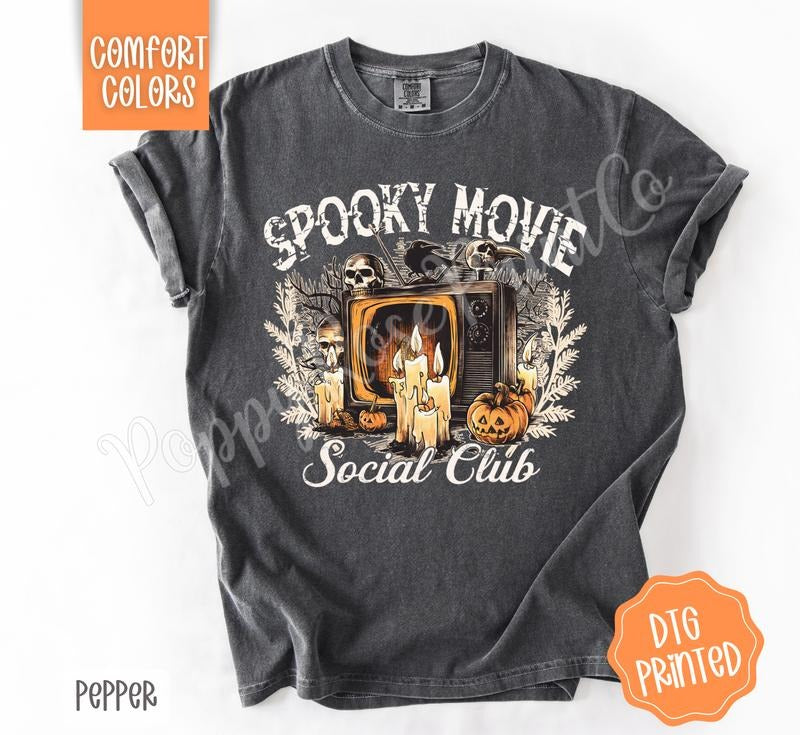 Spooky Movie Social Club Shirt Comfort Colors Cute Halloween T-Shirts, Hoodie, Sweatshirt - T-Shirt, Sweatshirt, Hoodie