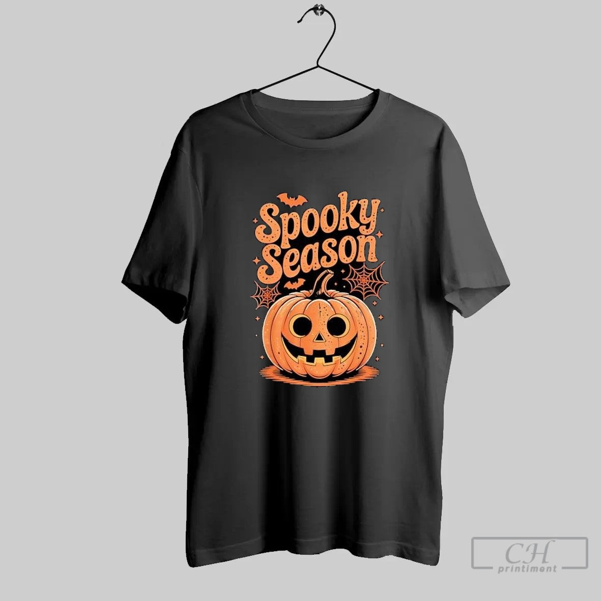 Spooky Season Funny Pumpkin Halloween Bats Spiderweb T Shirt Unisex T-shirt, Sweatshirt, Hoodie, Long Sleeve Tee - T-Shirt, Sweatshirt, Hoodie