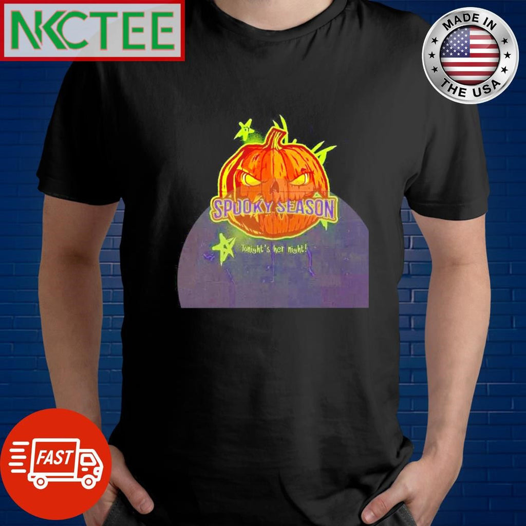 Spooky Season pumpkin tonight’s her night Halloween shirt Unisex T-shirt, Sweatshirt, Hoodie, Long Sleeve Tee - T-Shirt, Sweatshirt, Hoodie