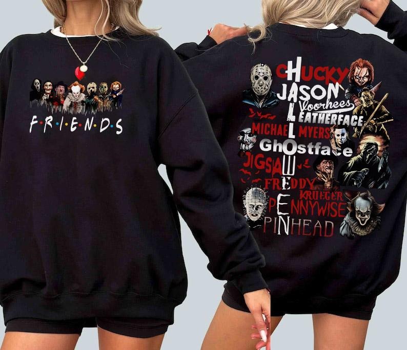 Spooky Sips: Hallowwenn Charactor Horror MovieShirt Halloween Killers Friends Movie Shirt Double Sides Must Have Halloween Shirt T-Shirts, Hoodie, Sweatshirt - T-Shirt, Sweatshirt, Hoodie