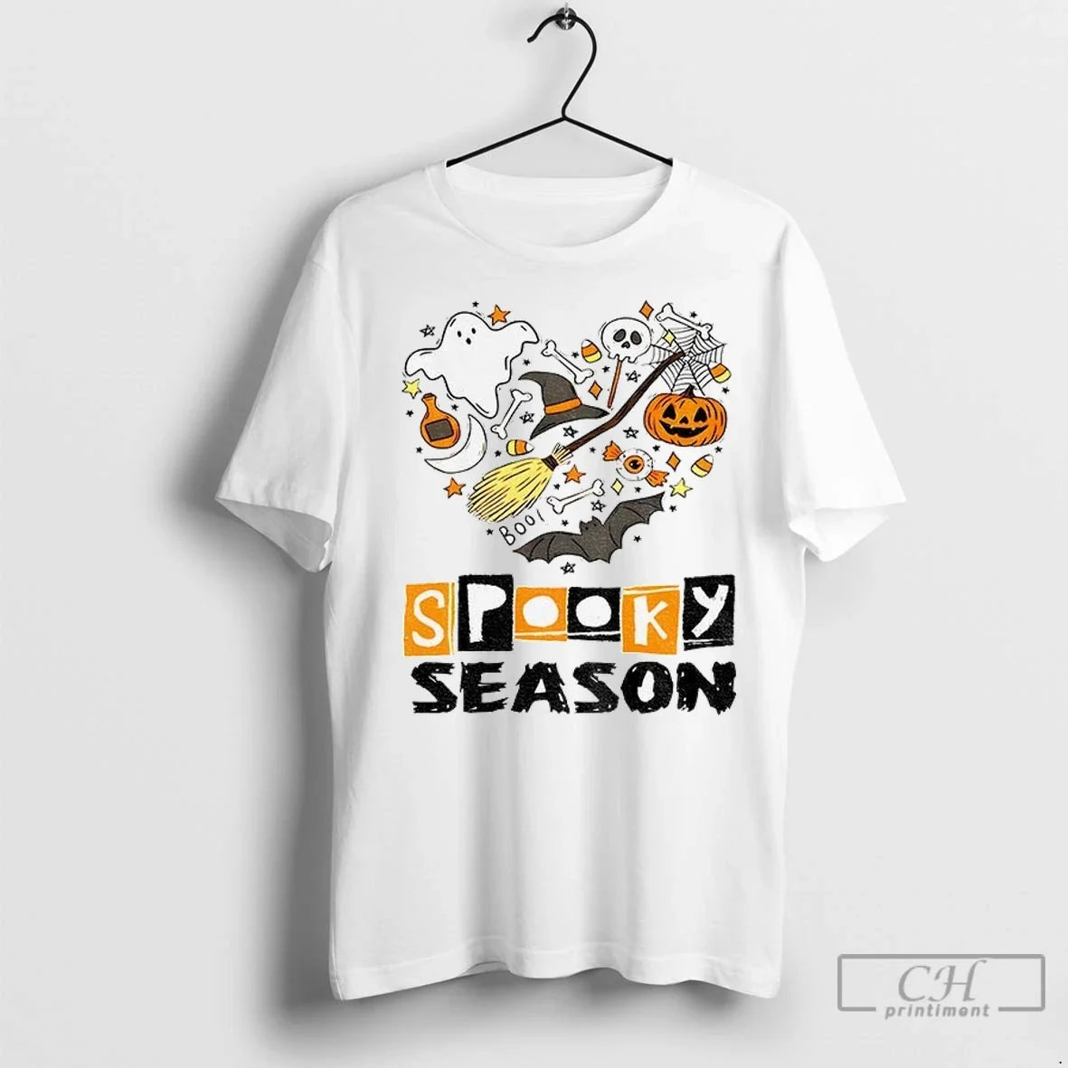 Spooky Season Ghost Pumpkin Boo Halloween 2025 T Shirts Unisex T-shirt, Sweatshirt, Hoodie, Long Sleeve Tee - T-Shirt, Sweatshirt, Hoodie
