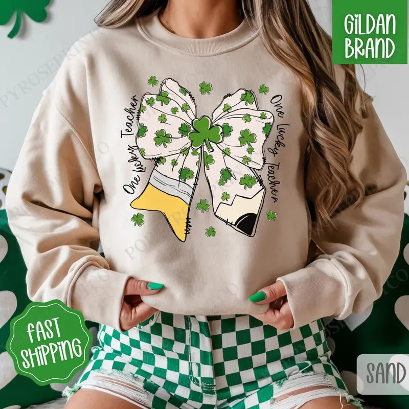 St Patrick Teacher Bow St Patrick'S Day Cute T-Shirts, Hoodie, Sweatshirt - T-Shirt, Sweatshirt, Hoodie