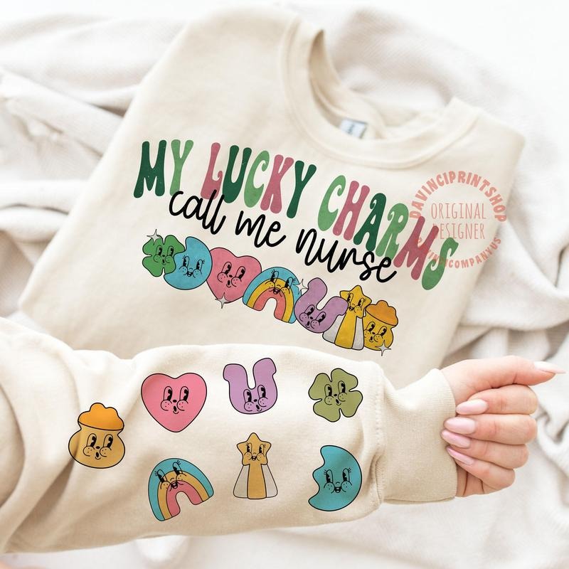 St Patrick'S Day Nurse Stpatrick'S Day Lucky Nurse Nurse Lucky Charms Nurse Sleeve Lucky T-Shirts, Hoodie, Sweatshirt - T-Shirt, Sweatshirt, Hoodie