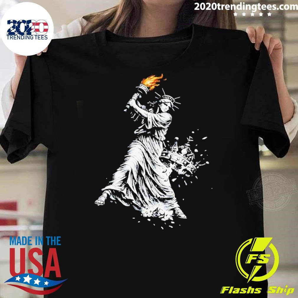Statue Of Liberty Democracy No Kings Anti-trump Shirt Unisex T-shirt, Sweatshirt, Hoodie, Long Sleeve Tee - T-Shirt, Sweatshirt, Hoodie