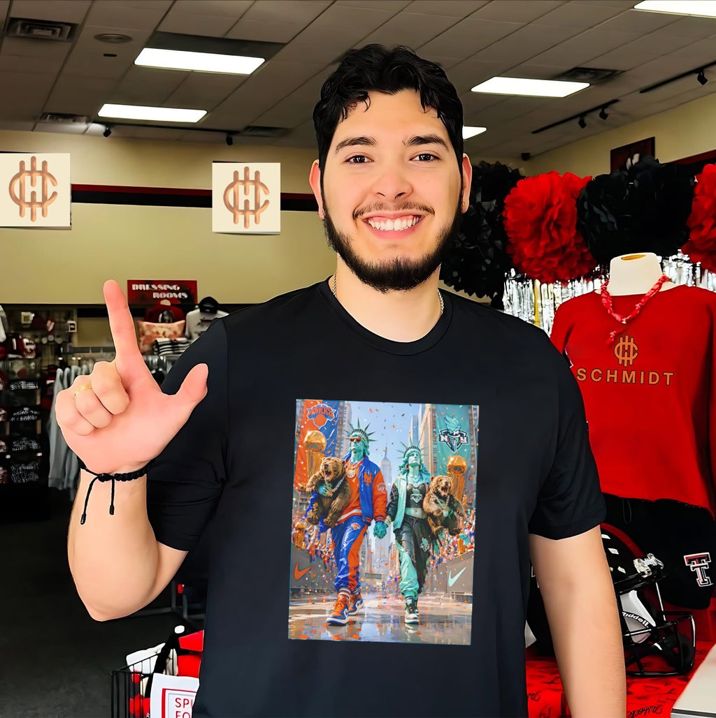 Statue Of Liberty NY Knicks And NY Liberty Championship Celebration shirt Unisex T-shirt, Sweatshirt, Hoodie, Long Sleeve Tee - T-Shirt, Sweatshirt, Hoodie