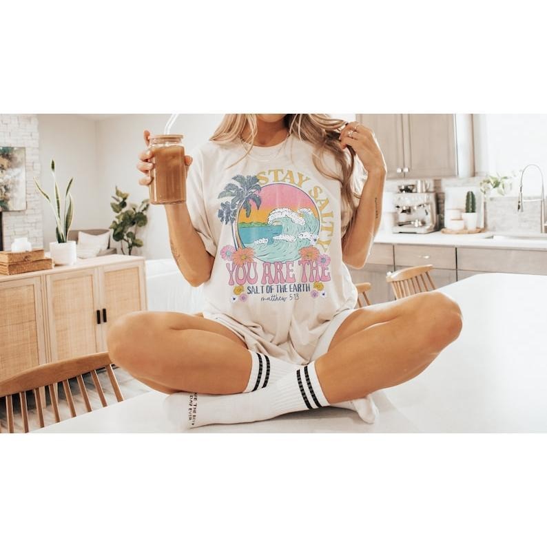 Stay Salty Bible Verse Shirt Christian Shirt Beach Faith Based Shirt Christian Jesus T-Shirts, Hoodie, Sweatshirt - T-Shirt, Sweatshirt, Hoodie