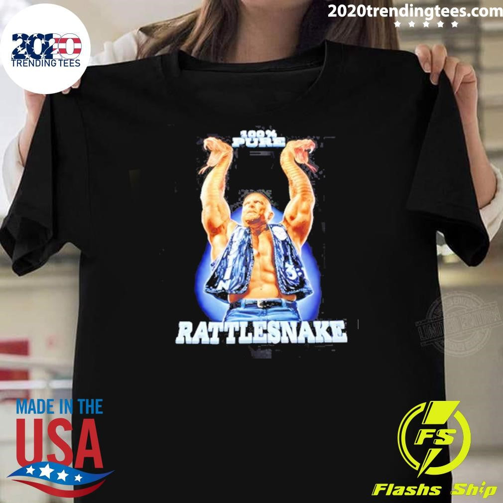 Steve Austin Wearing 100% Pure Rattlesnake Wrestlemania Shirt Unisex T-shirt, Sweatshirt, Hoodie, Long Sleeve Tee - T-Shirt, Sweatshirt, Hoodie
