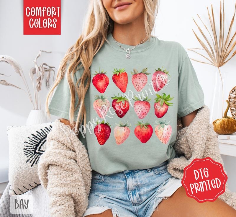 Strawberries Comfort Colors Fruit Summer Shirt Cute Her T-Shirts, Hoodie, Sweatshirt - T-Shirt, Sweatshirt, Hoodie