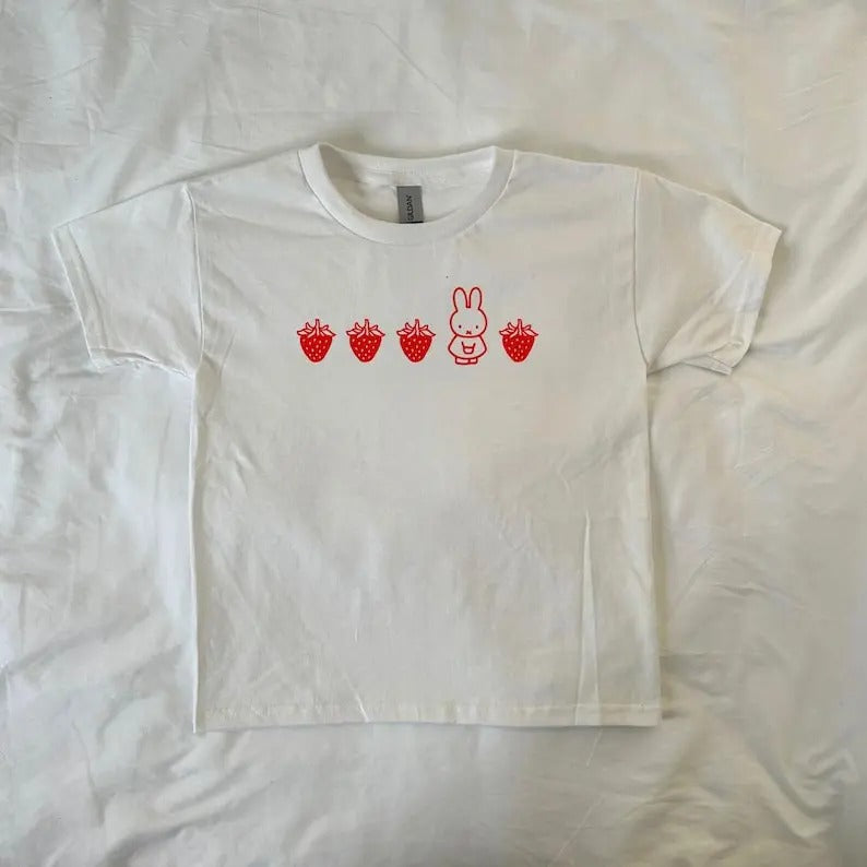 Strawberry Bunny Baby Soft Girl Y2k Pinterest Vintage Cartoon Preppy Cute Bunny Kawaii Harajuku Coquette T-Shirts, Hoodie, Sweatshirt - T-Shirt, Sweatshirt, Hoodie