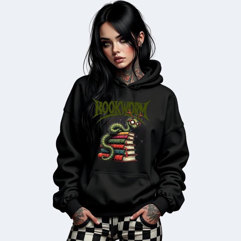 Streetwear BOOKWORM Grunge Skulls Cotton Casual All Seasons Top T-Shirts, Hoodie, Sweatshirt - T-Shirt, Sweatshirt, Hoodie
