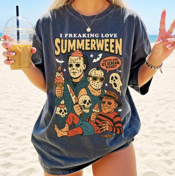 Summer Halloween I Freaking Love Summer Funny Halloween Funny Horror Characters Halloween Summer T-Shirts, Hoodie, Sweatshirt - T-Shirt, Sweatshirt, Hoodie