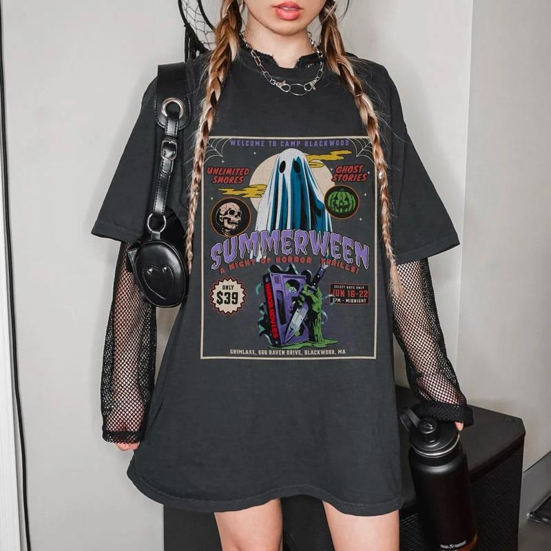 Summerween Shirt Ghost Folk Horror Shirt Slasher Summer Camp 80'S Retro Horror Movie Boo Basket Spooky Summer T-Shirts, Hoodie, Sweatshirt - T-Shirt, Sweatshirt, Hoodie