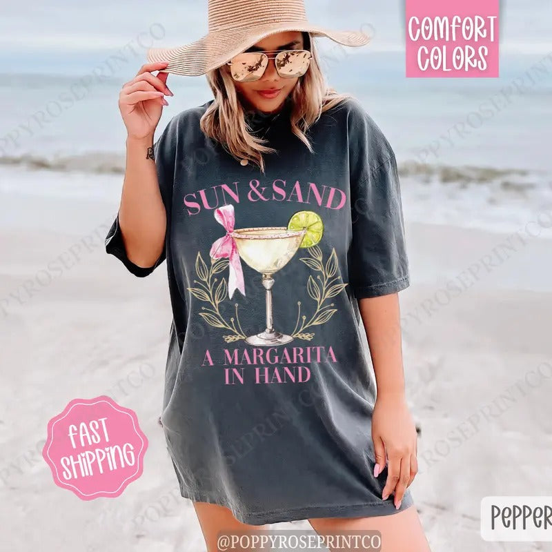 Sun Sand Margarita Comfort Colors Shirt Cute Cocktail Margarita T-Shirts, Hoodie, Sweatshirt - T-Shirt, Sweatshirt, Hoodie