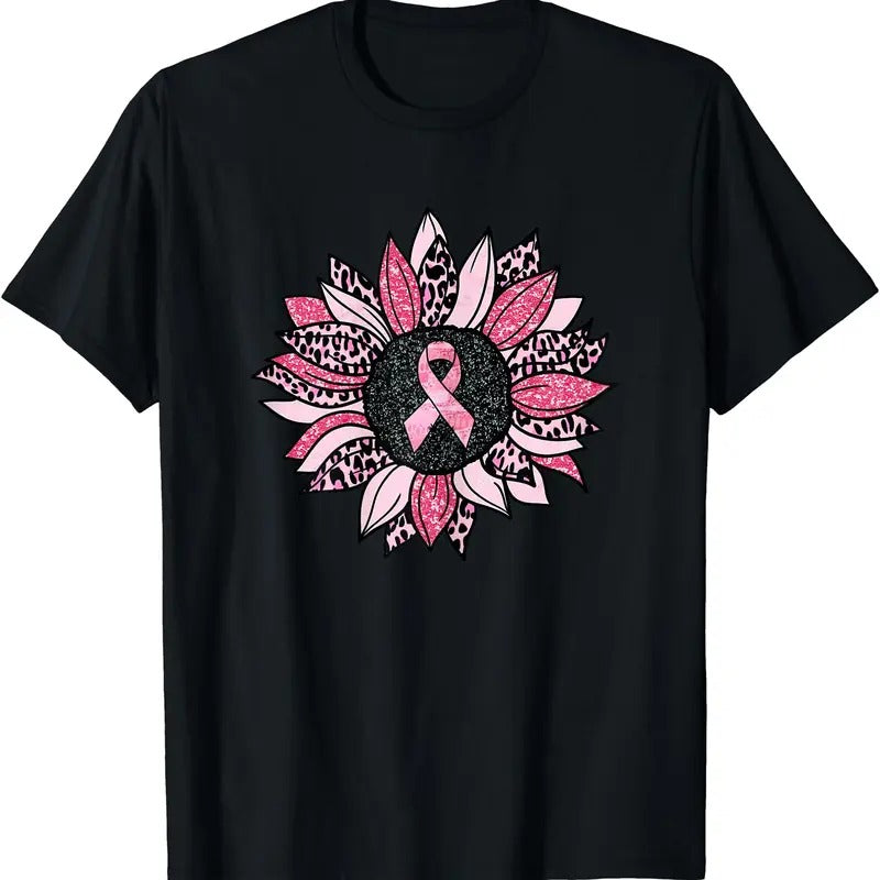 Sunflower Pink Breast Cancer Awareness Warrior Cotton Short Sleeve Size S 5XL T-Shirts, Hoodie, Sweatshirt - T-Shirt, Sweatshirt, Hoodie