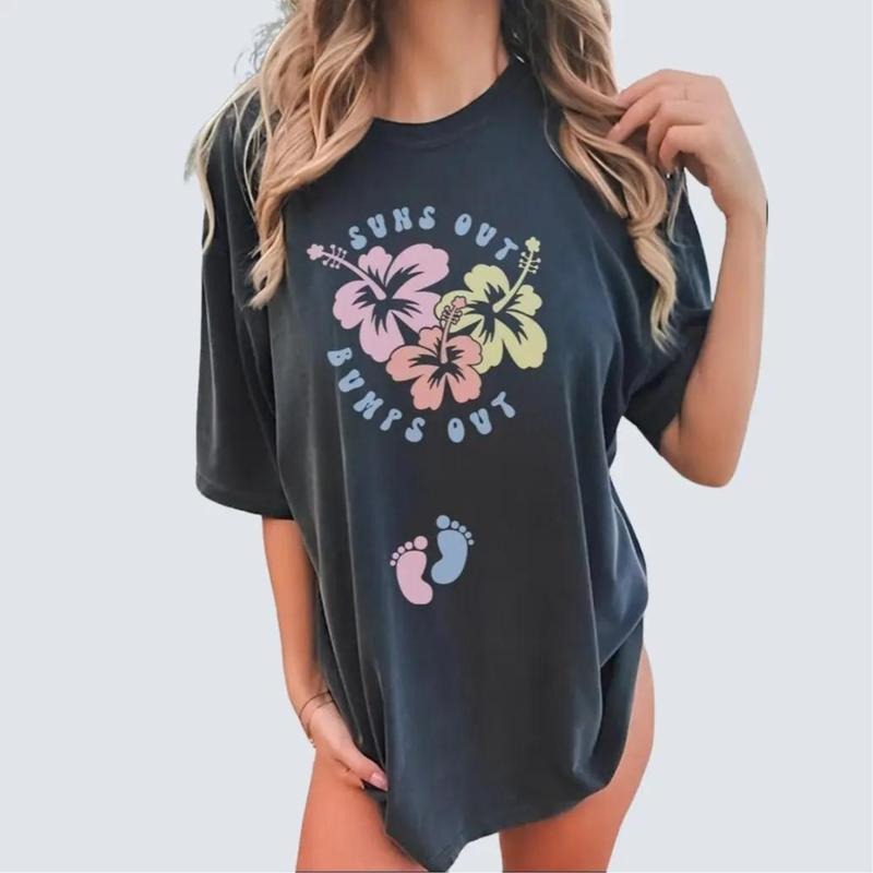 Suns Out Bumps Out Shirt Summer Pregnancy Announcement Babymoon Cruise Maternity Tropical Beach Baby Reveal T-Shirts, Hoodie, Sweatshirt - T-Shirt, Sweatshirt, Hoodie