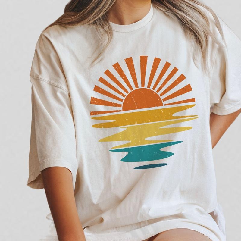 Sunset Shirt Summer Shirt Sun Shirt Retro Sunshine Shirt Sun Rays Beachy Comfort Shirt Beach Summer Vacation Retro Summer Time Sunsets Matching Beach Trip Friend Top T-Shirts, Hoodie, Sweatshirt - T-Shirt, Sweatshirt, Hoodie