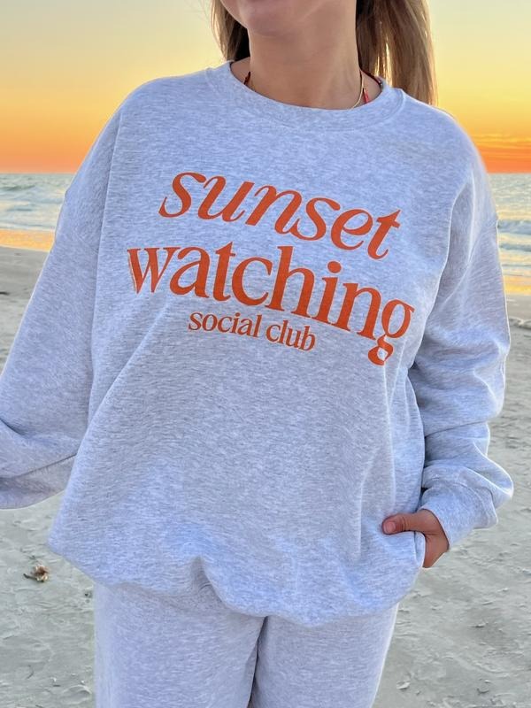 Sunset Watching Social Club Cotton Casual Sunset Beach Womenswear Polyester T-Shirts, Hoodie, Sweatshirt - T-Shirt, Sweatshirt, Hoodie