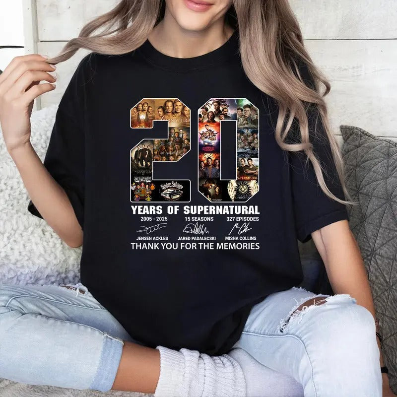Supernatural 20 Year Supernatural Vintage Woman Man Casual Cotton T-Shirts, Hoodie, Sweatshirt - T-Shirt, Sweatshirt, Hoodie