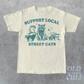 Support Your Local Street Cats Retro Vintage Raccoon Nostalgia Relaxed Cotton T-Shirts, Hoodie, Sweatshirt - T-Shirt, Sweatshirt, Hoodie