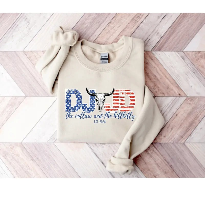 DJ JD Ridin Outlaw Hillbilly Trum 2024 100% Cotton Menswear Top T-Shirts, Hoodie, Sweatshirt - T-Shirt, Sweatshirt, Hoodie