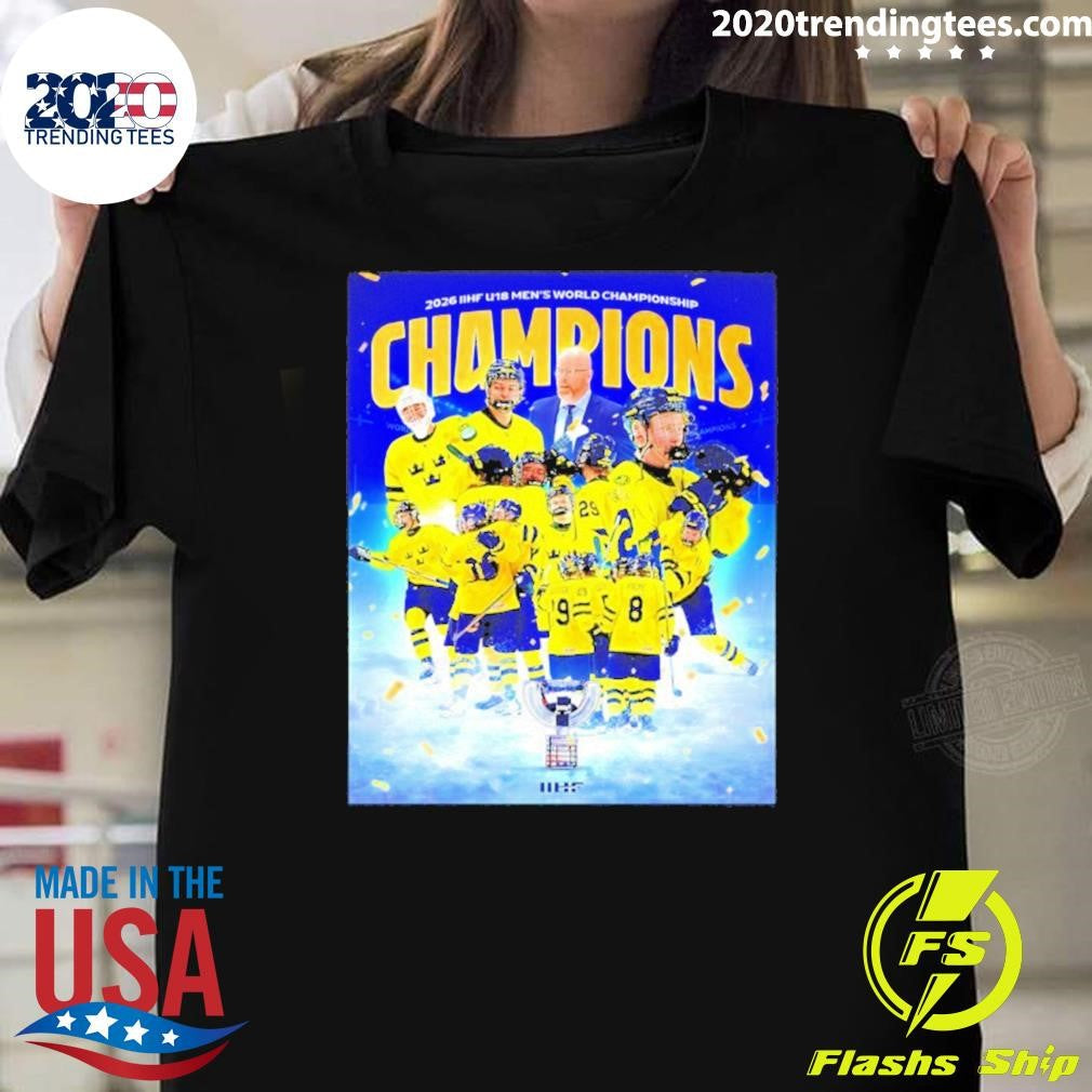 Sweden Hockey 2026 Iihf U18 Mens World Championship Shirt Unisex T-shirt, Sweatshirt, Hoodie, Long Sleeve Tee - T-Shirt, Sweatshirt, Hoodie
