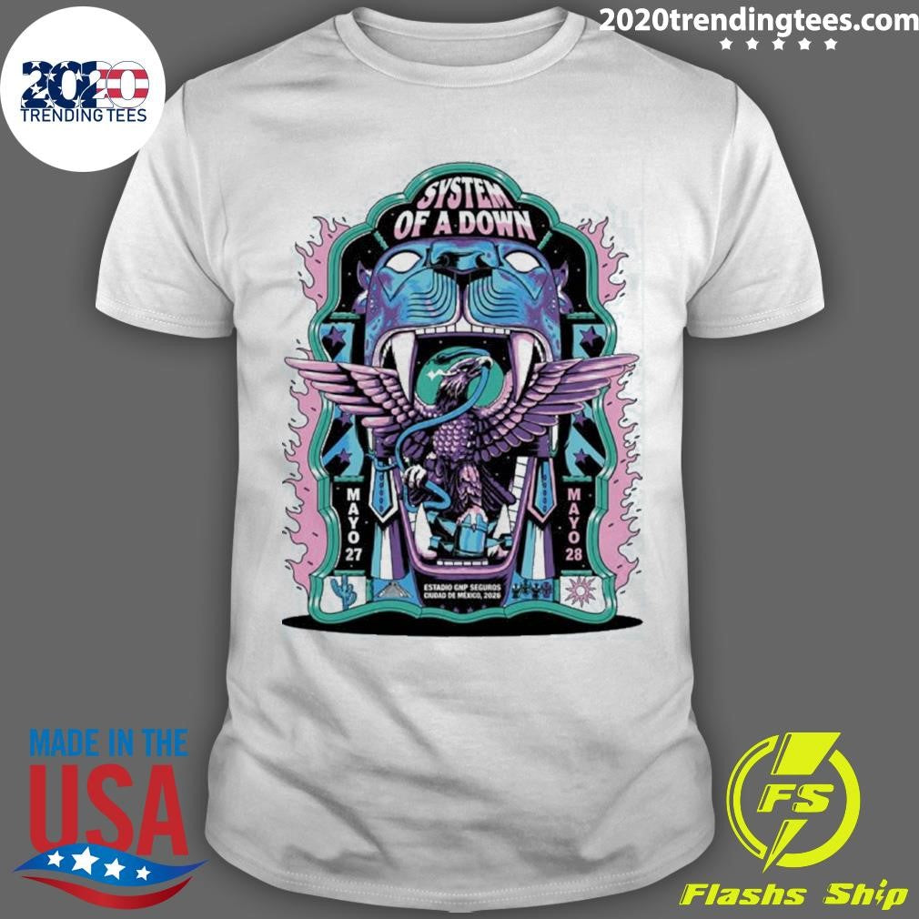 System Of A Down CDMX Mexico De Jonas Santos At Estadio GNP Seguros On 27 And 28 May 2026 Eagle Inside Panther Mouth Shirt - T-Shirt, Sweatshirt, Hoodie