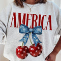 Retro America Cherries Cherry Bow 4th July 100% Cotton T-Shirts, Hoodie, Sweatshirt - T-Shirt, Sweatshirt, Hoodie