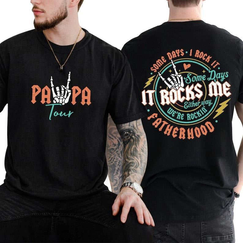 Fatherhood Shirt Some Days I Rock Shirt Papa Lighting Bold Shirt Papa Tour Shirt Funny Shirt 02 T-Shirts, Hoodie, Sweatshirt - T-Shirt, Sweatshirt, Hoodie