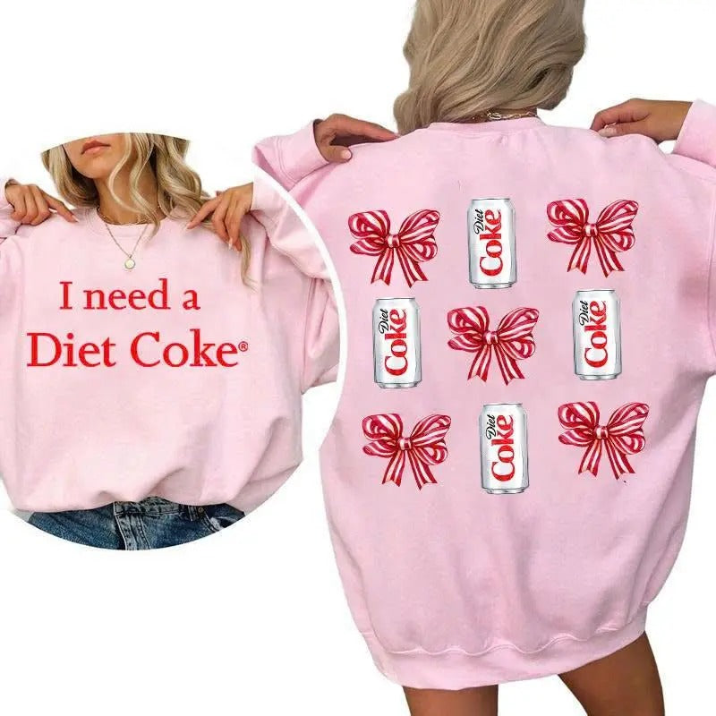 I Need Diet Coke Coquette Bow Pink Him Her 100% Cotton T-Shirts, Hoodie, Sweatshirt - T-Shirt, Sweatshirt, Hoodie